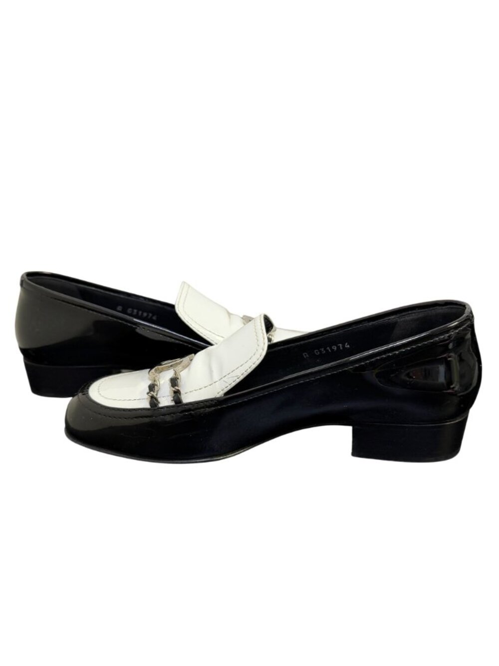 Chanel Black & White Patent Leather Loafers Size 6.5/37 - Picture 8 of 10